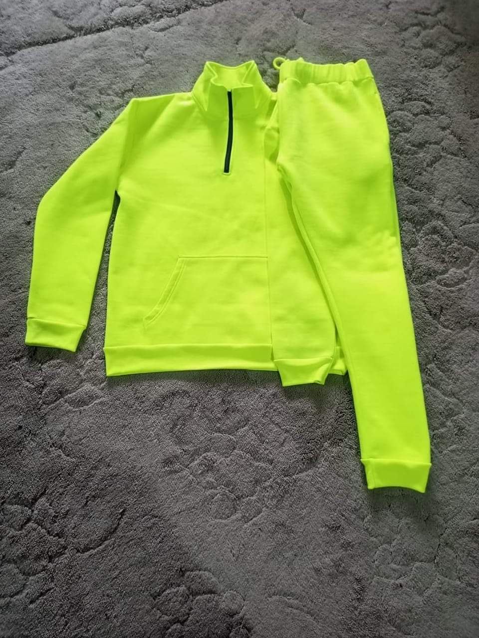 Neon yellow quarter-zip tracksuit set